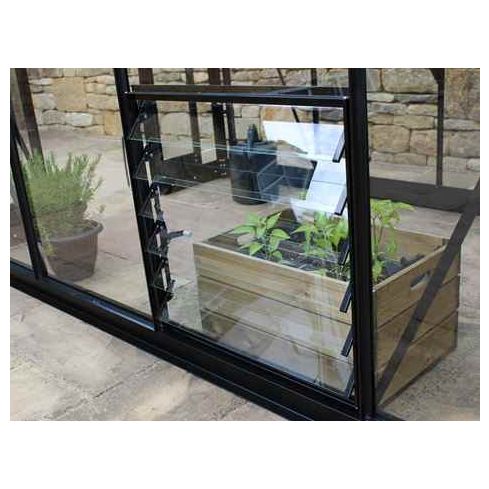 24" Black Louvre Toughened Glass, 6 Blade 610 X 610