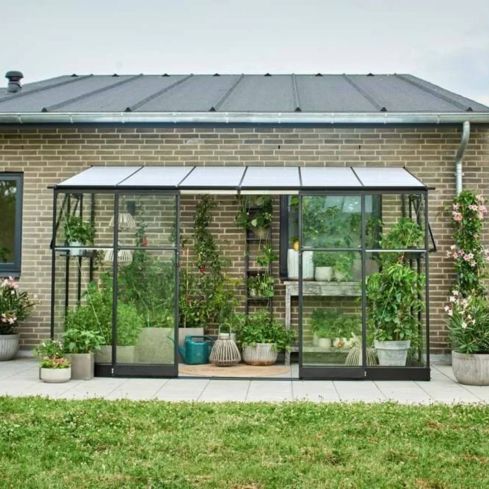 The Halls Qube Lean-to Greenhouse (Includes Base)-6ft x 12ft