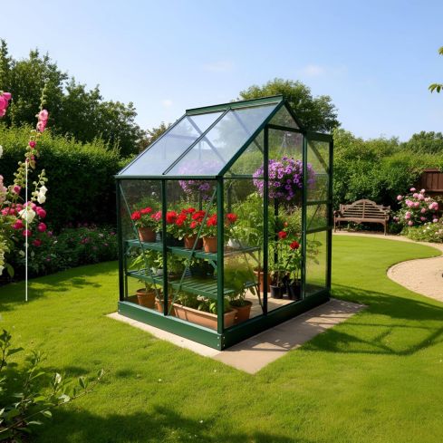 The Venus 6 x 4 (1.93 x 1.31m) Green - Toughened Glass