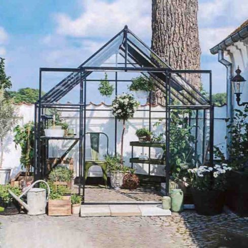 Halls Black Qube Greenhouse - With Toughened Glass 8' x 8'
