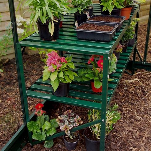 2 tier Greenhouse Aluminium Staging - Green