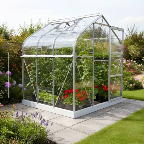 The Vitavia Orion 6ft x 6ft Silver Finish - Toughened Glass