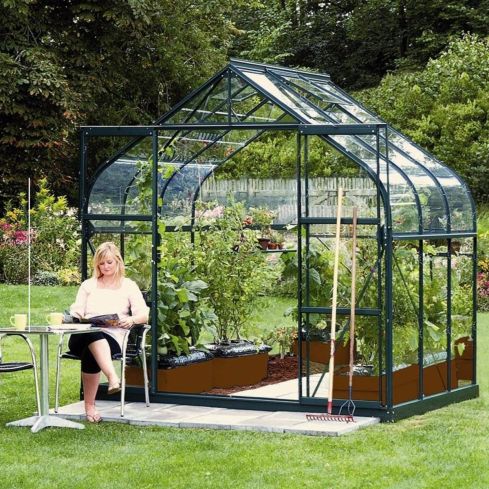 The Vitavia Saturn 8ft x 6ft Green Finish - Toughened Glass