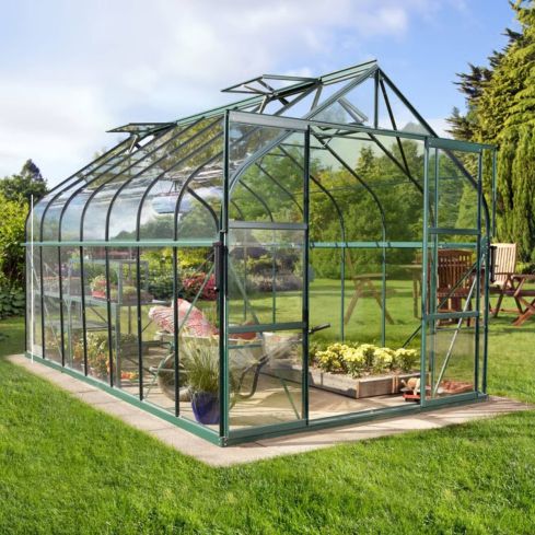 The Saturn 8ft x 12ft Green Finish - Toughened Glass