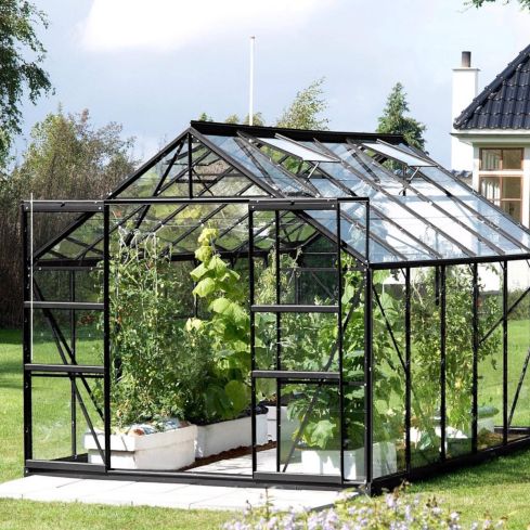 The Vitavia Jupiter 8ft x 8ft Black Finish - Toughened Glass